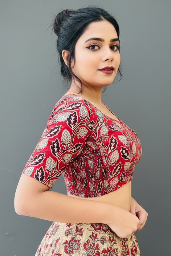 New Smoky Stretchable Ajrakh Blouse