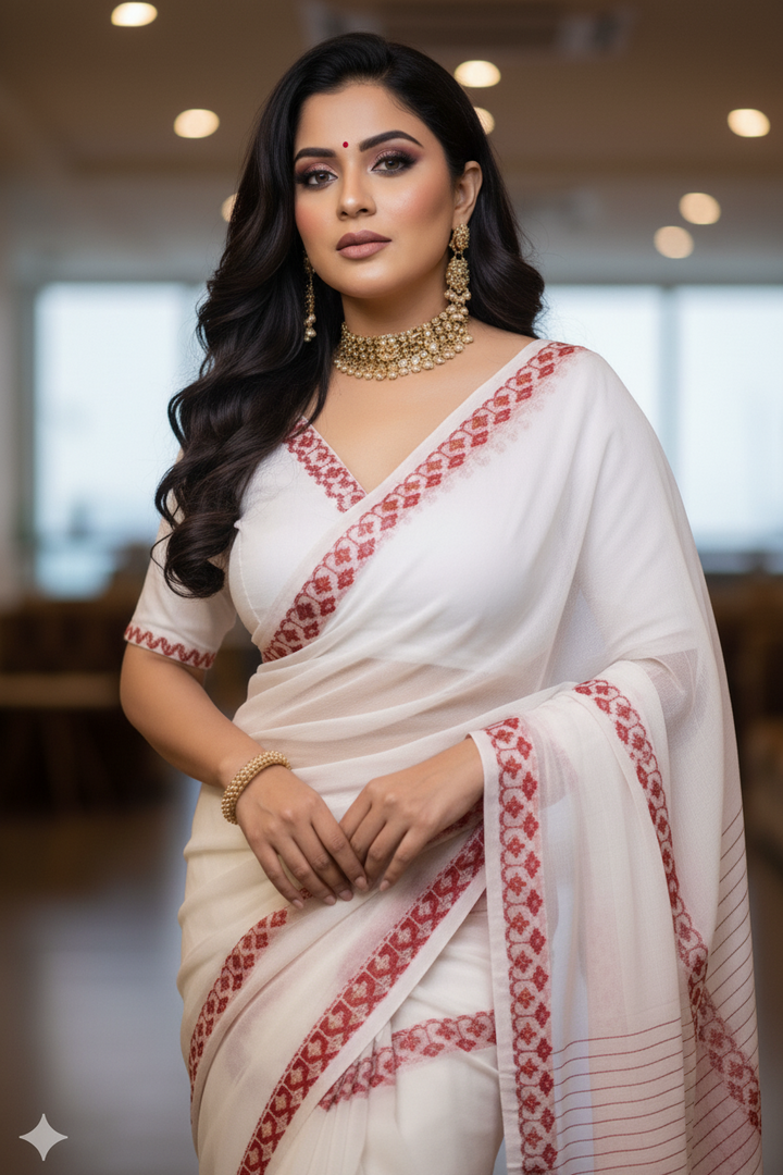 Love in Contrast - Exclusive Cotton Saree with Ready Made Designer Blouse