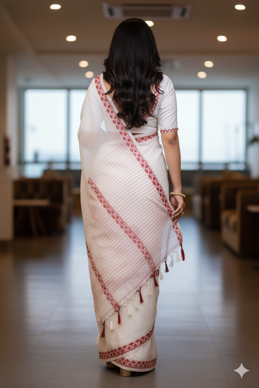 Love in Contrast - Exclusive Cotton Saree with Ready Made Designer Blouse