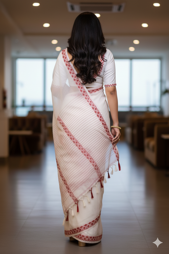 Love in Contrast - Exclusive Cotton Saree with Ready Made Designer Blouse
