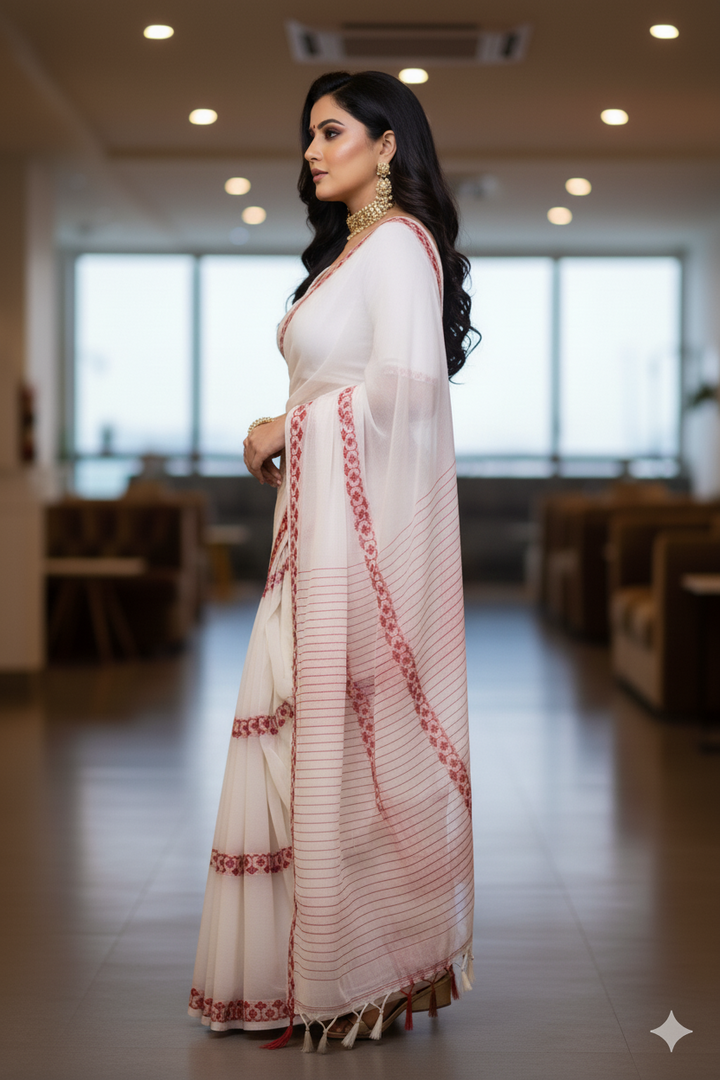 Love in Contrast - Exclusive Cotton Saree with Ready Made Designer Blouse