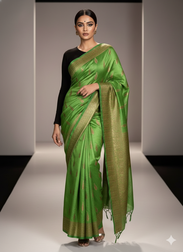 Exquisite Munga Tussar Banarasi Saree