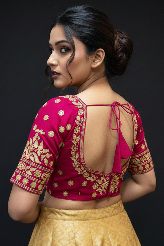 Divine Shine Vichitra Silk Blouse (Pink)