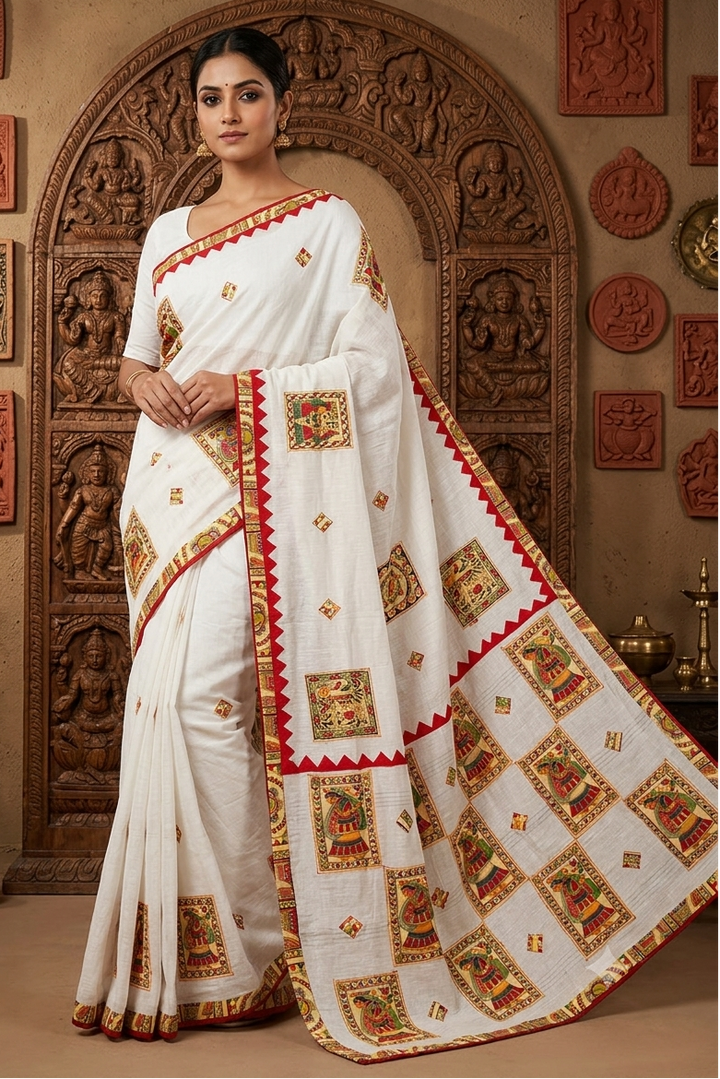 Mithila Mosaic Madhubani Patch Work Saree