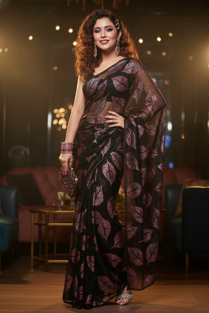 Verdant Elegance -Designer Georgette Saree