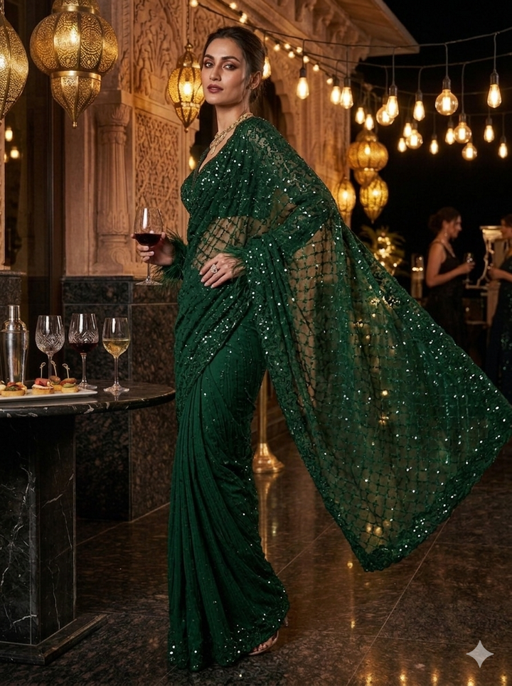 Star Night Story Georgette Saree