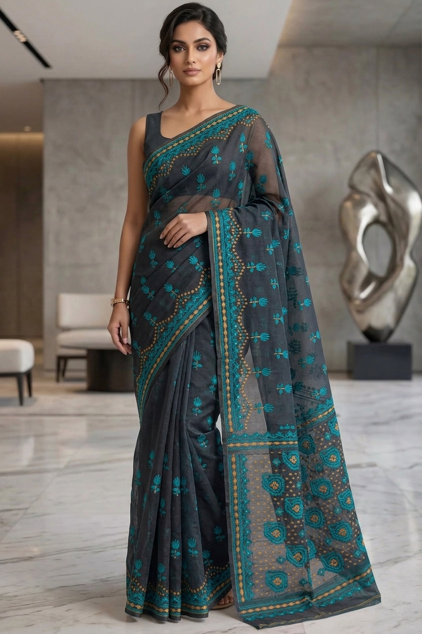 Pata Bahar Bengal Jamdani Saree