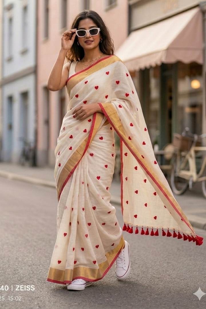 Love Embroidery Mul Cotton Saree