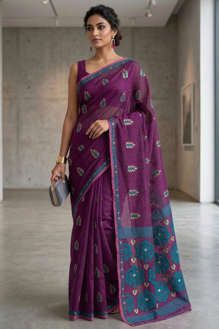 Ful Bagan Dhakai Jamdani Saree