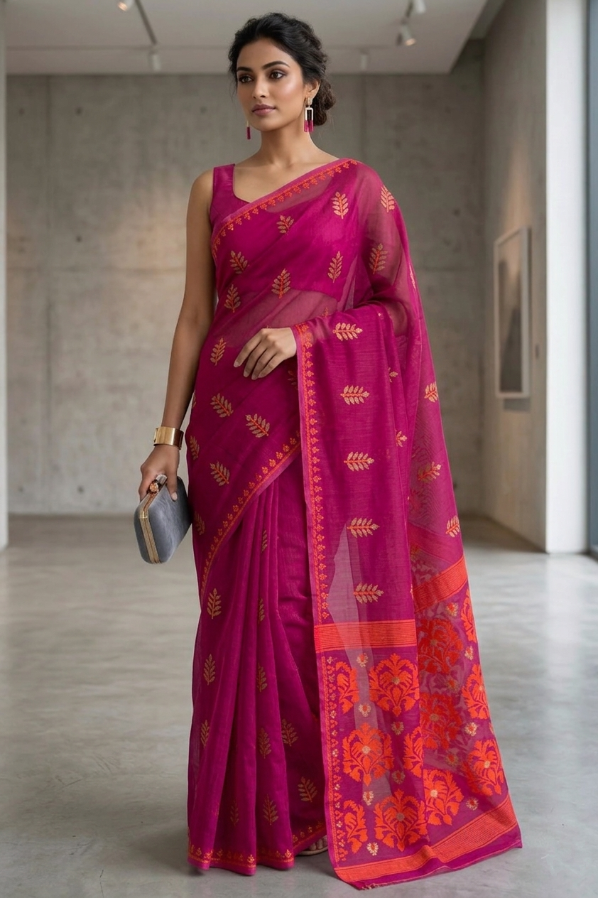 Ful Bagan Dhakai Jamdani Saree