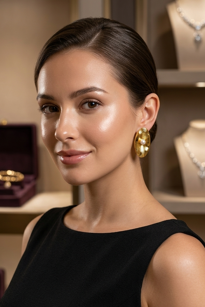 Sea and pearl - Metal Earrings