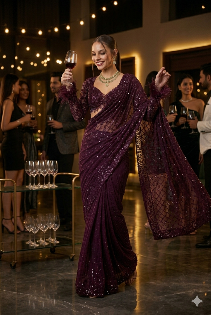 Star Night Story  Georgette Saree