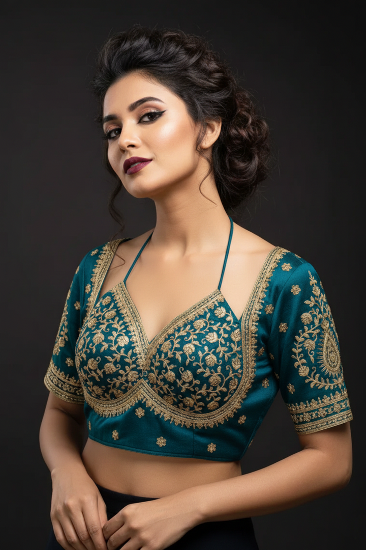 Flowing Art Designer Vichitra Silk Blouse