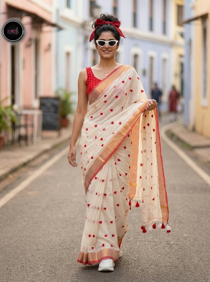 Love Embroidery Mul Cotton Saree