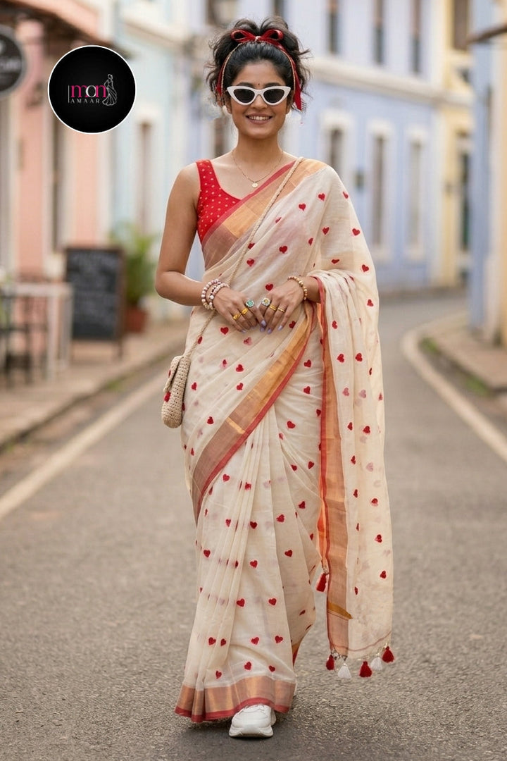 Love Embroidery Mul Cotton Saree