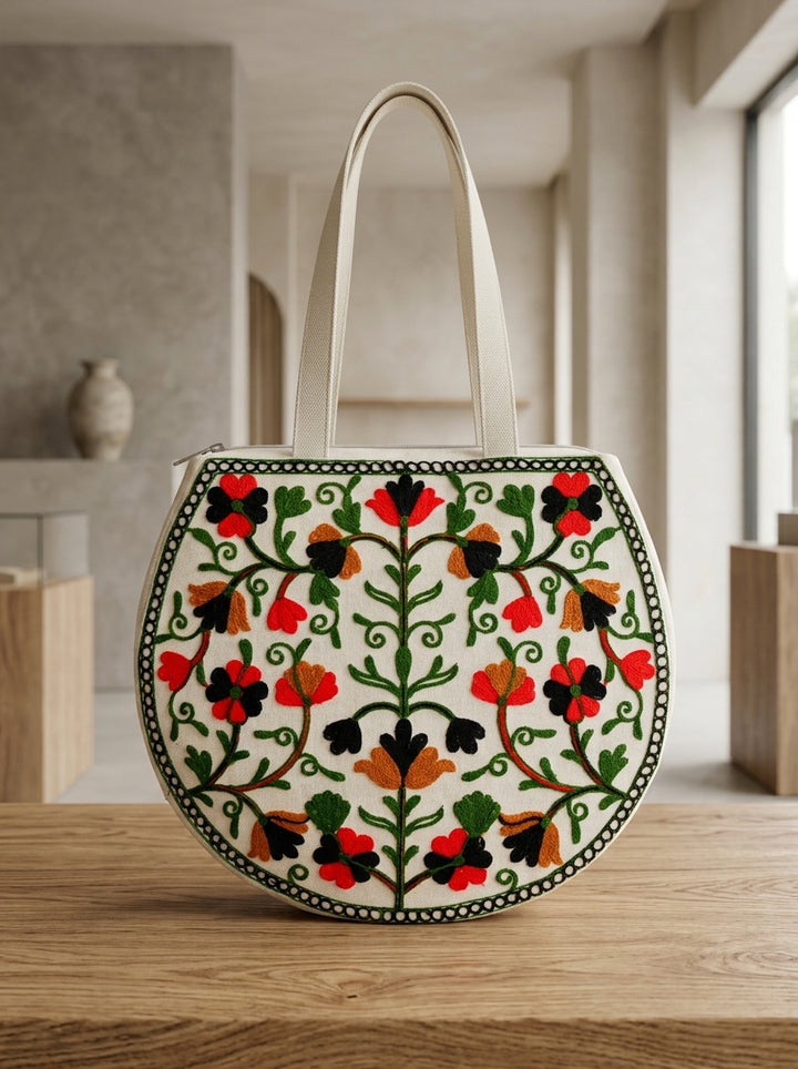 The Floral Tapestry - Embroidered Tote Bag