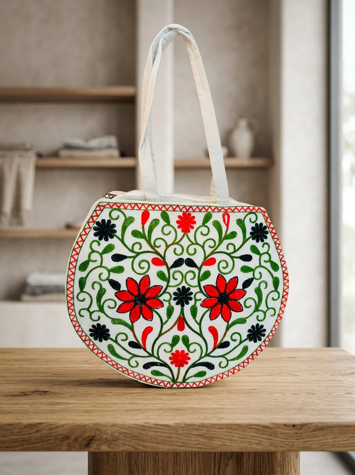 The Floral Tapestry - Embroidered Tote Bag