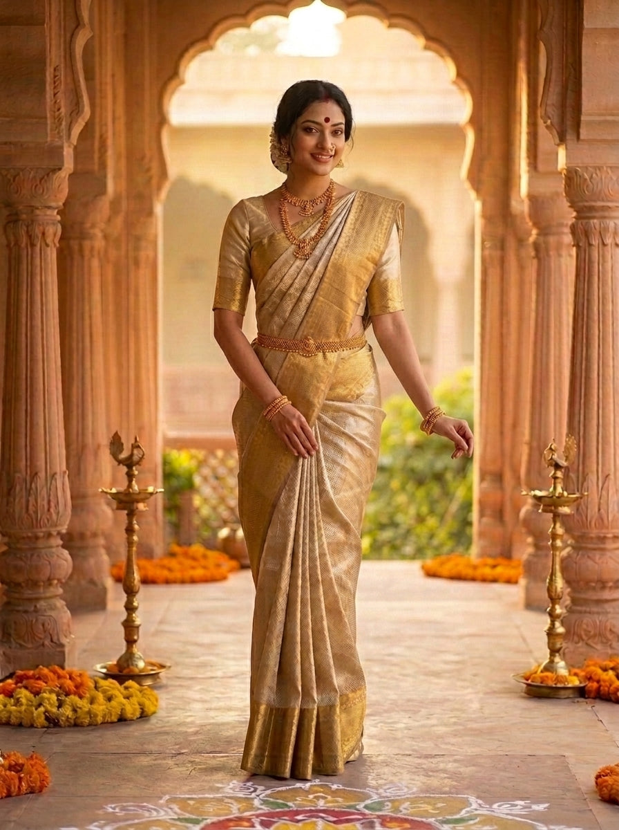 Sobhita Banarasi Copper Tissue Silk Saree