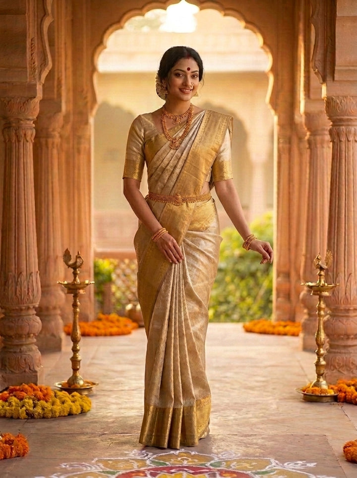 Sobhita Banarasi Copper Tissue Silk Saree