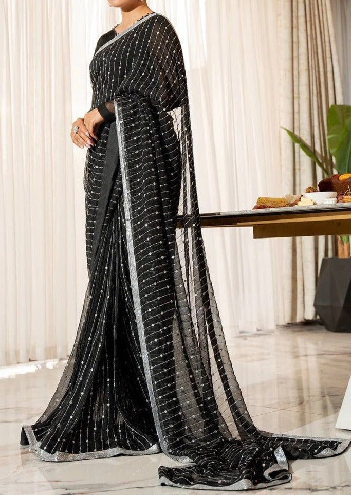 Black Majesty Georgette Saree