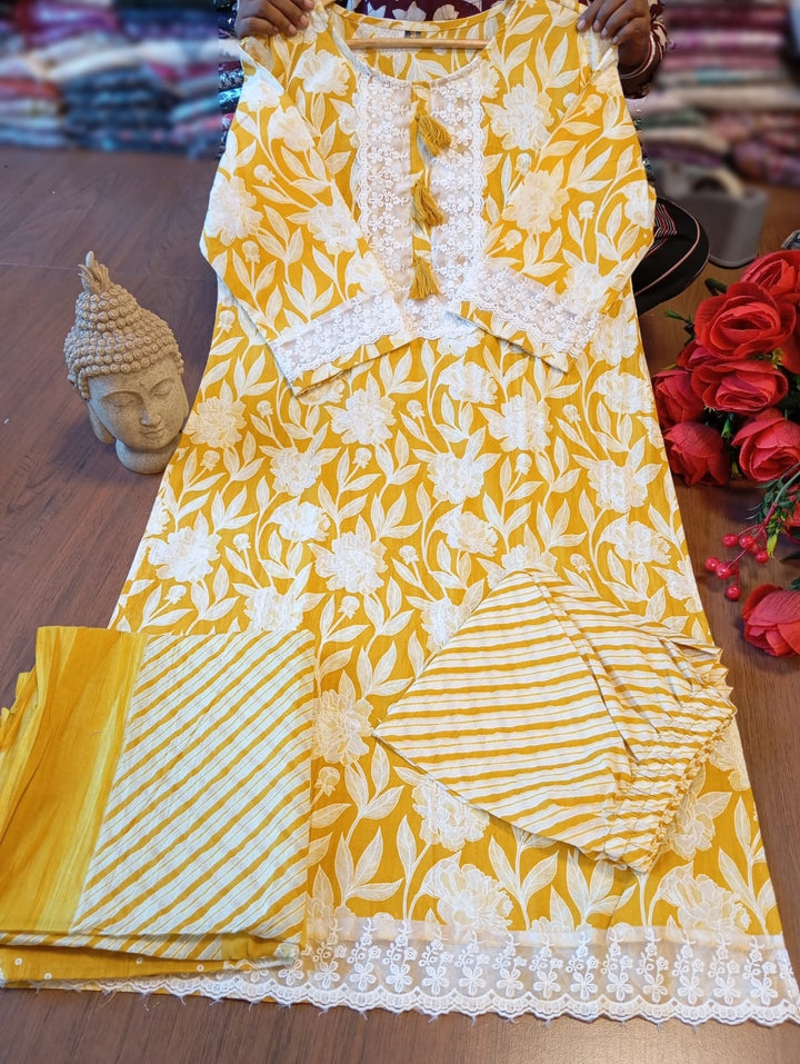 Yellow Sapphire Cotton  Suit Set