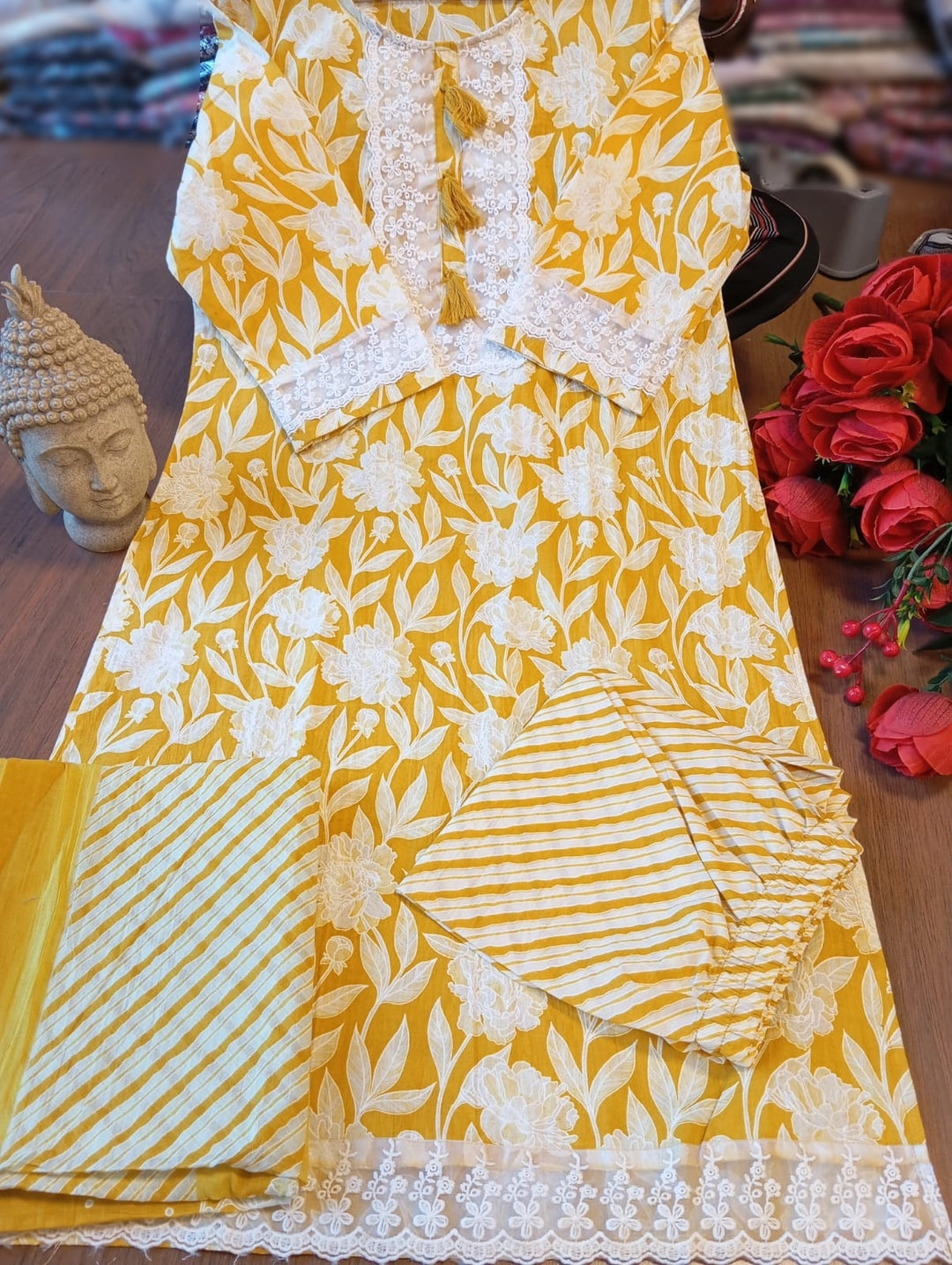 Yellow Sapphire Cotton  Suit Set