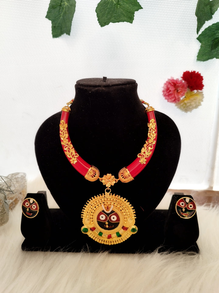 Gold Plated Prabhu Jagannath Necklace Set