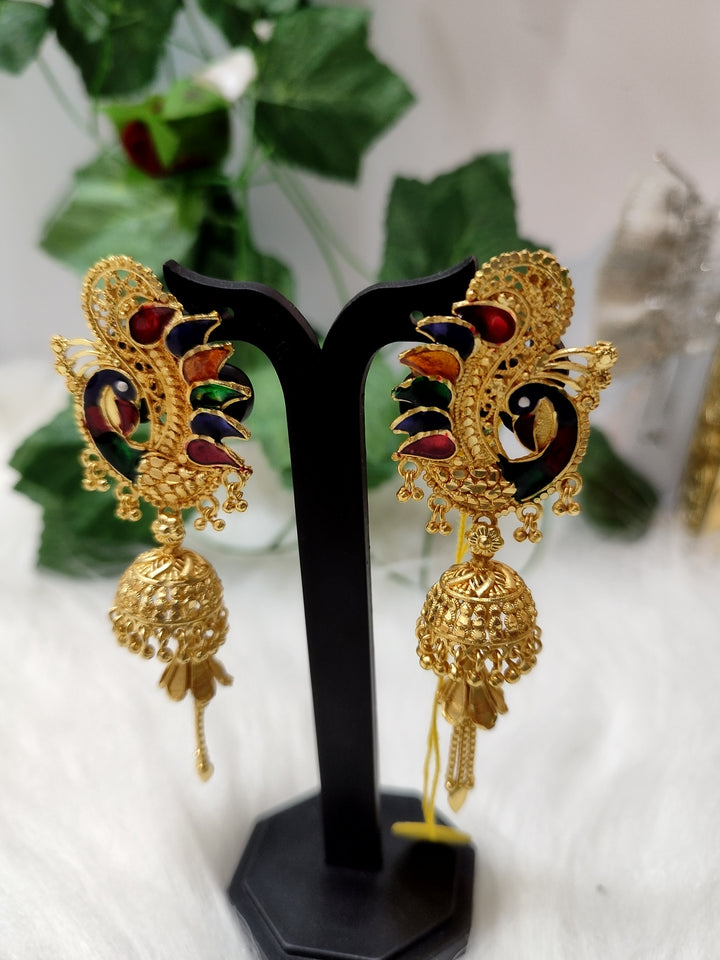 A New Jhumka World- Gold Plated Earrings