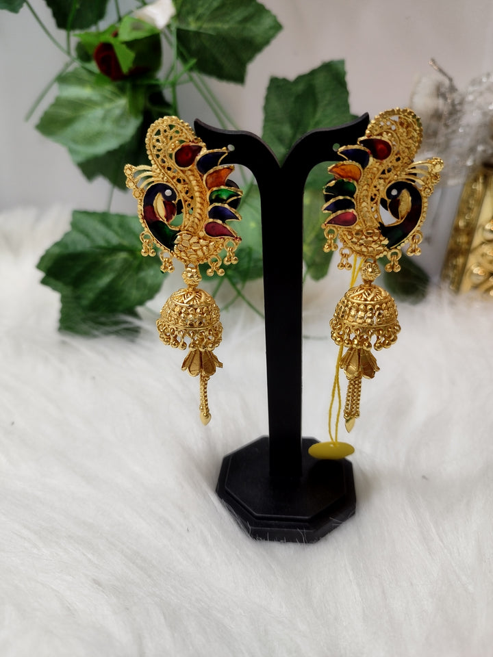 A New Jhumka World- Gold Plated Earrings