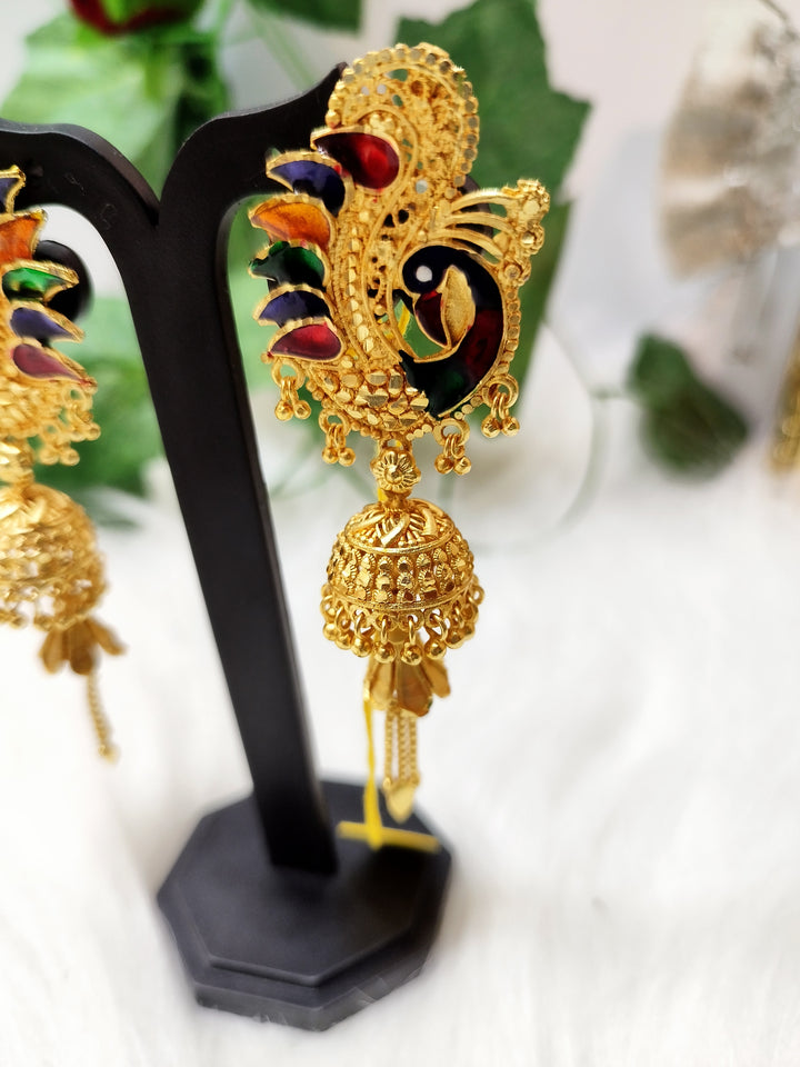 A New Jhumka World- Gold Plated Earrings