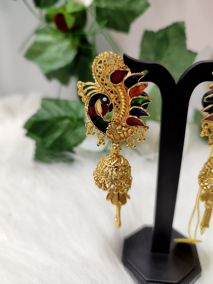 A New Jhumka World- Gold Plated Earrings