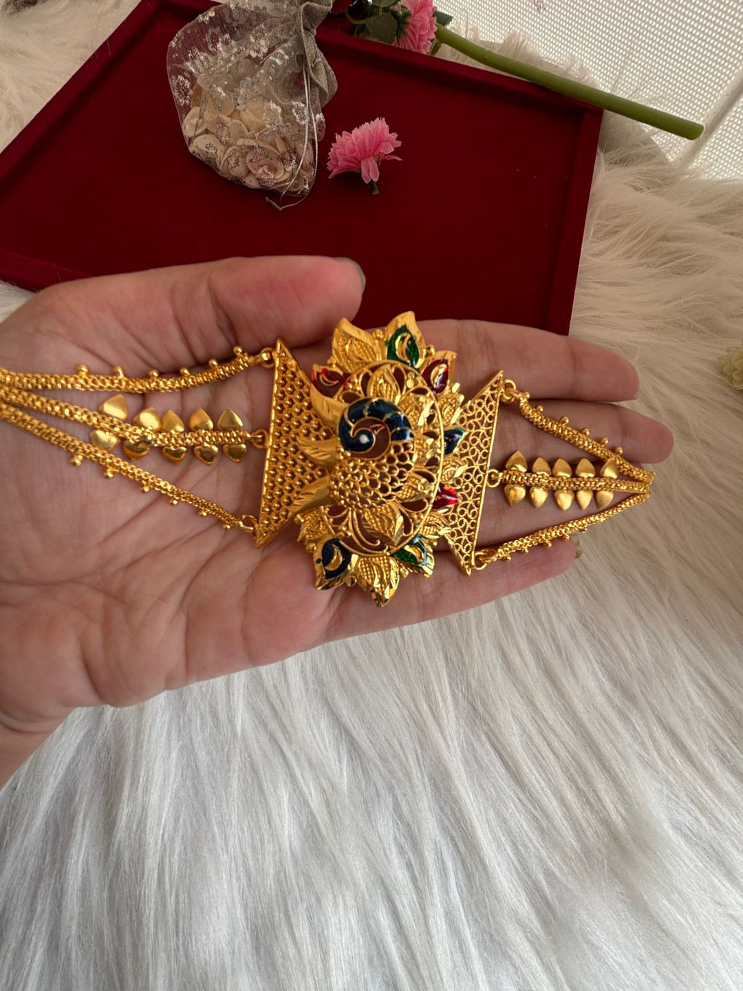 Weight Gold Latest Mantasha Design Punkhraj Gold Plated Mantasha