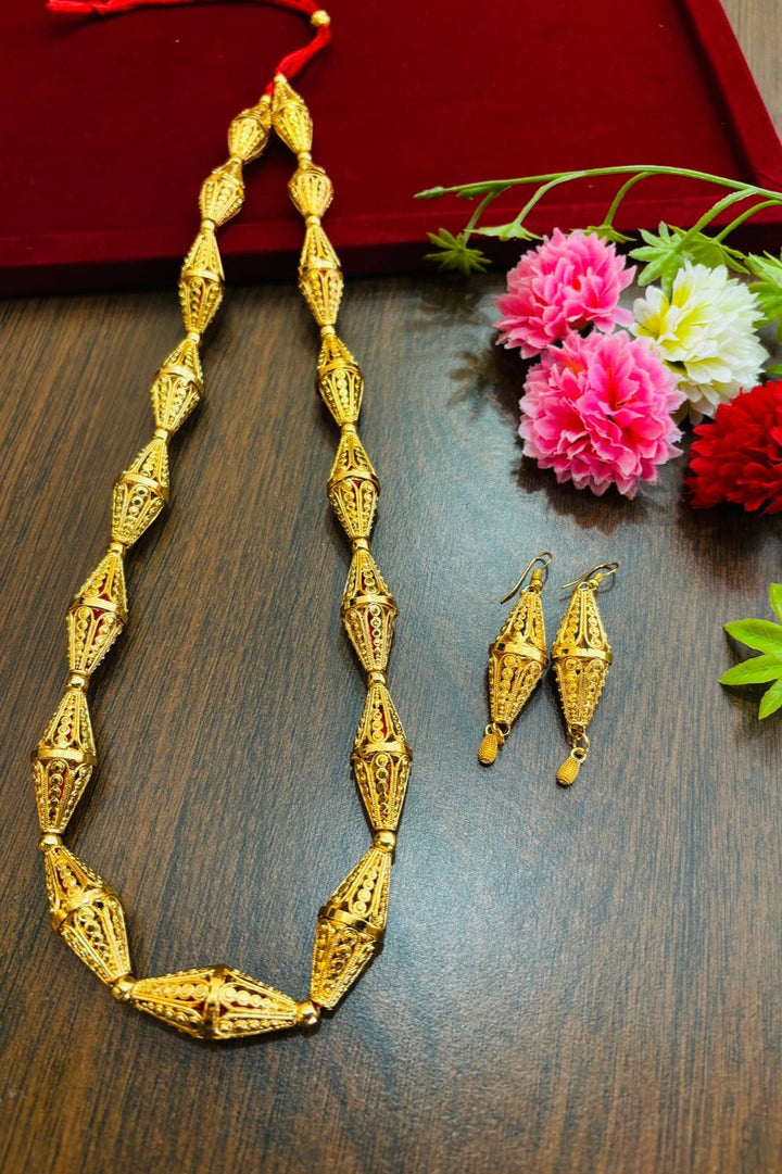 Traditional Dholak Design Gold Plated Set