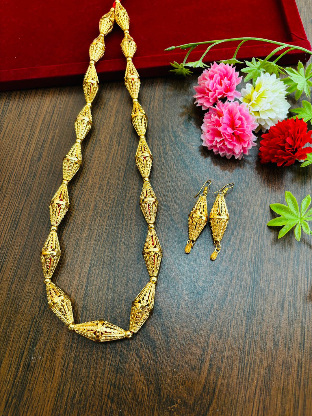 Traditional Dholak Design Gold Plated Set