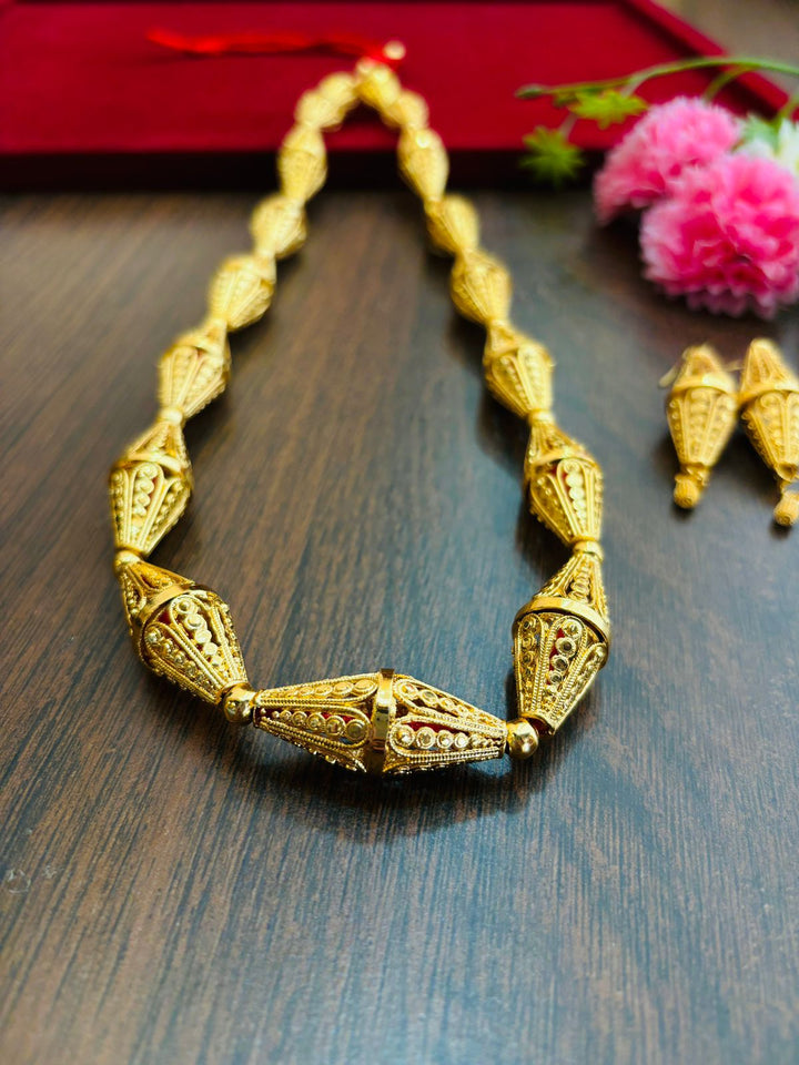 Traditional Dholak Design Gold Plated Set