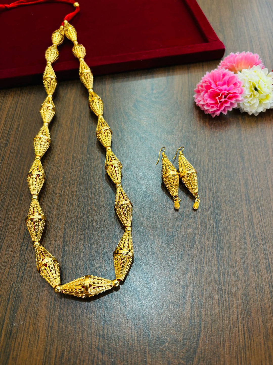 Traditional Dholak Design Gold Plated Set