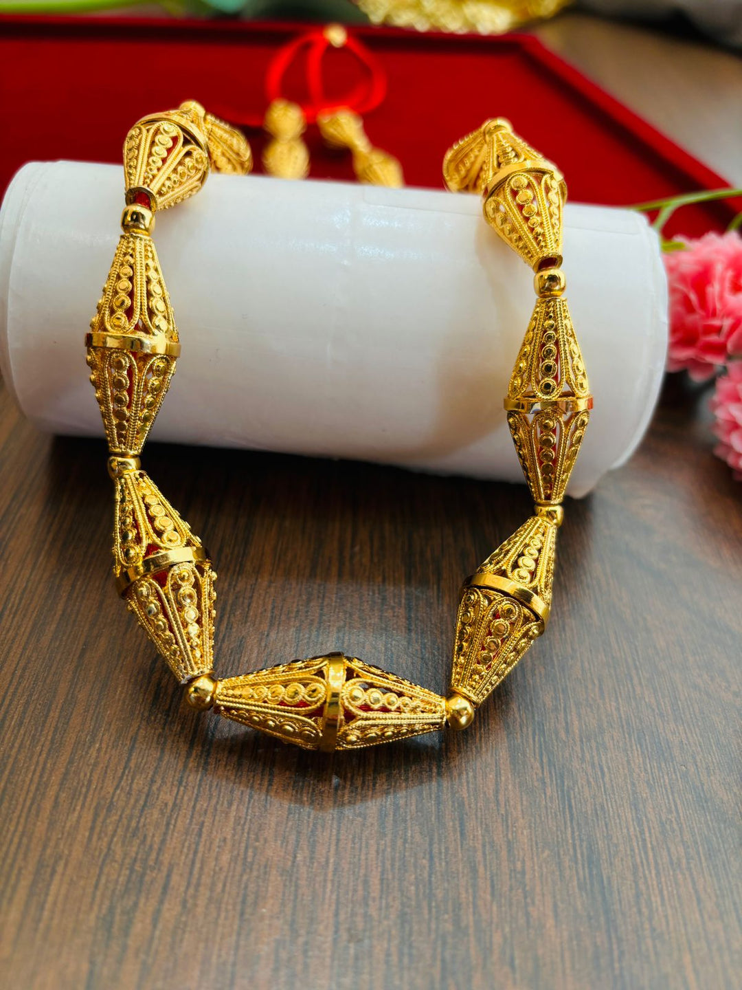 Traditional Dholak Design Gold Plated Set