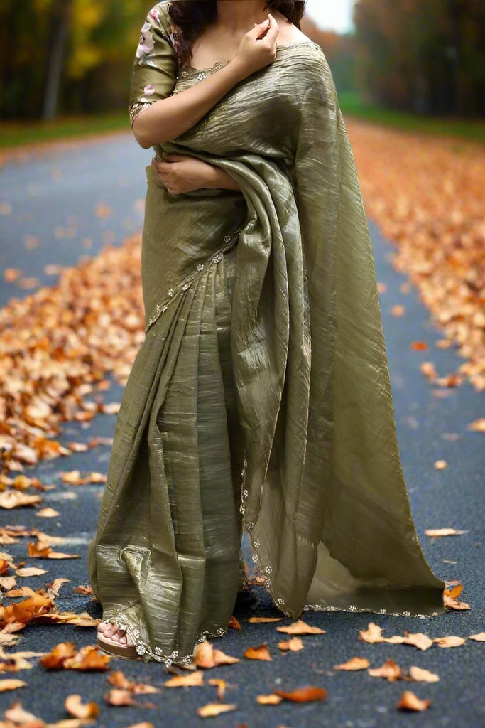 Crush Lover - Gold Crush Silk Saree