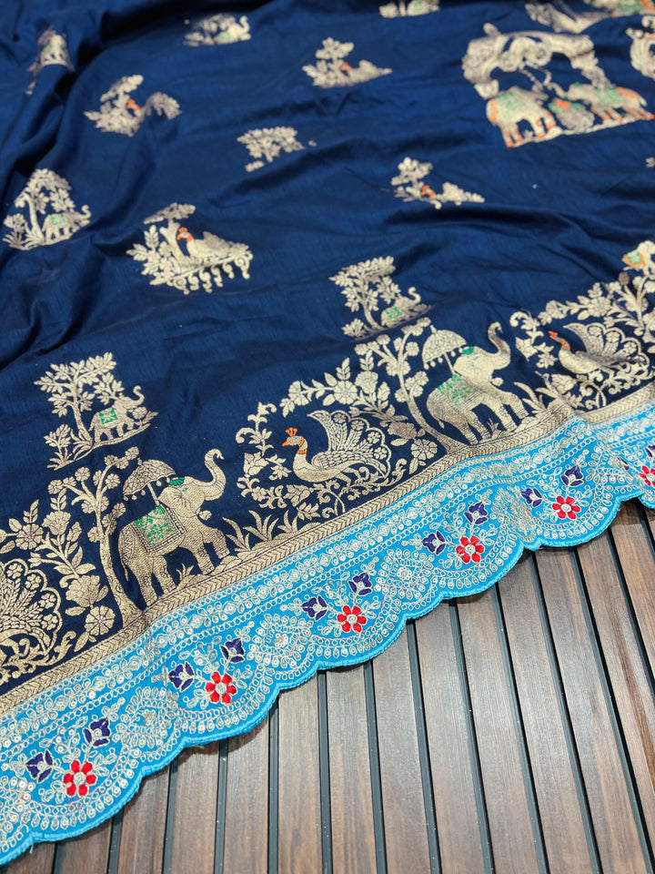 River Rules Kalamkari Viscose Silk Saree