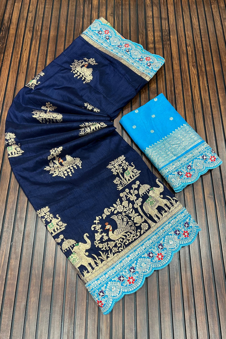 River Rules Kalamkari Viscose Silk Saree