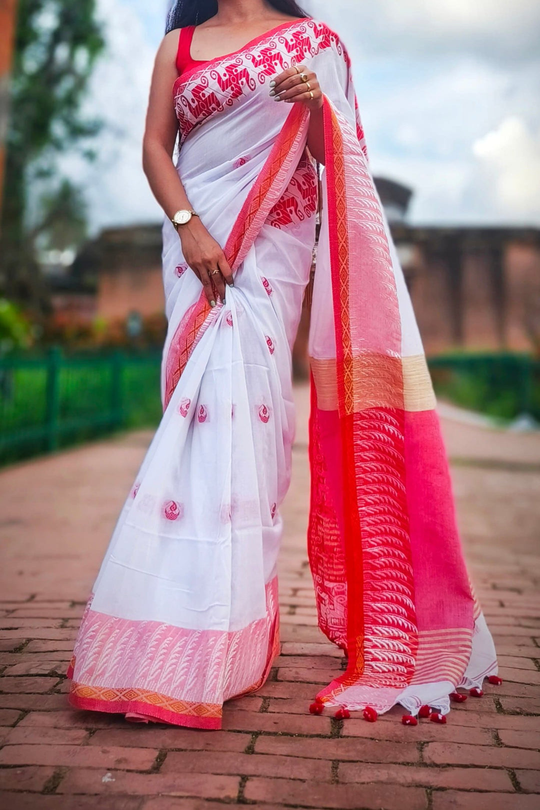 Kashful Swastik Khadi Cotton Saree