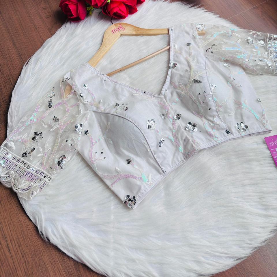 White Sequins  Designer Blouse