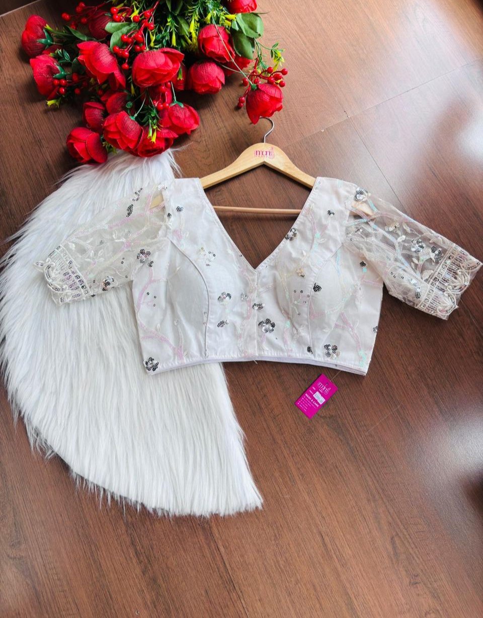 White Sequins  Designer Blouse