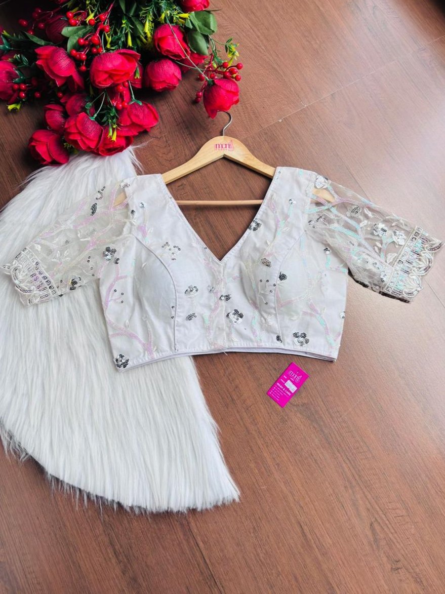 White Sequins  Designer Blouse