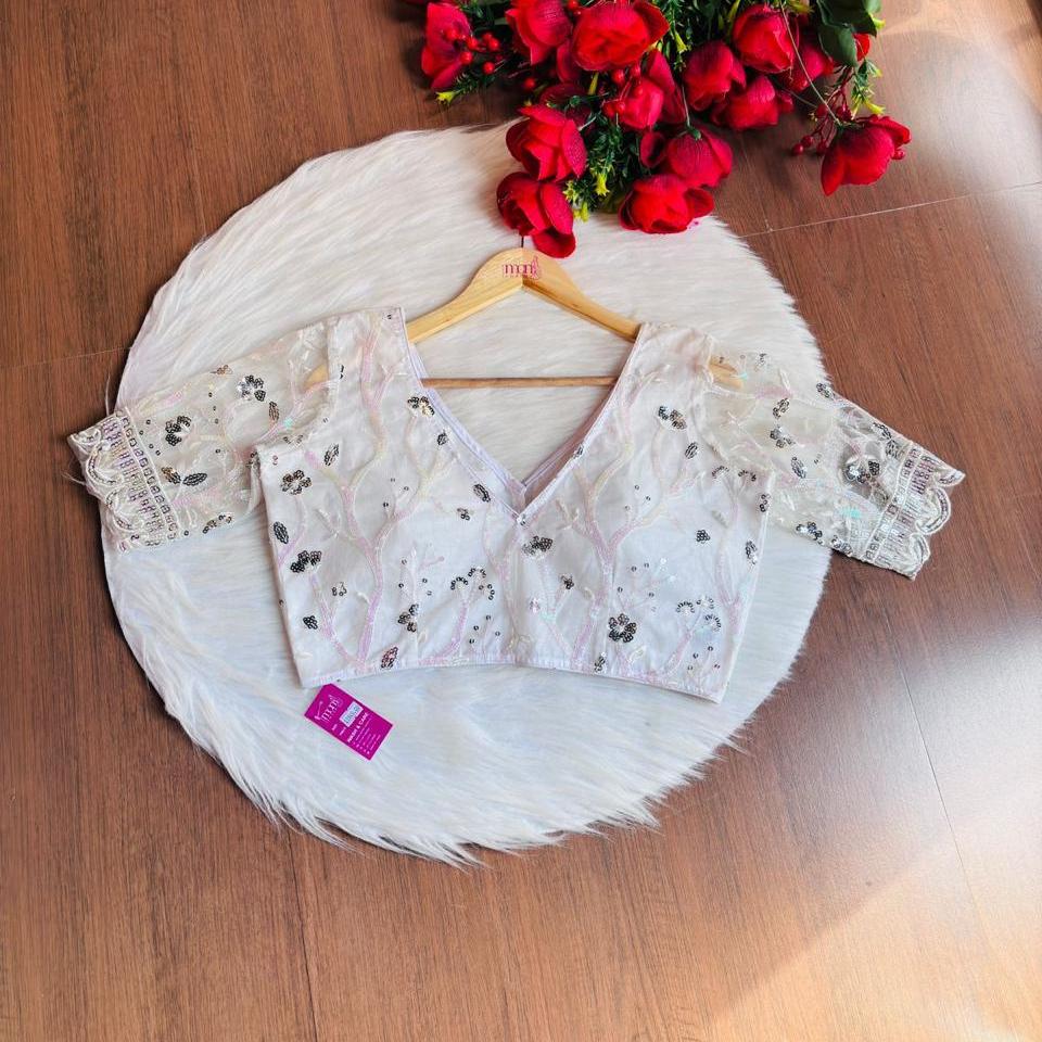 White Sequins  Designer Blouse