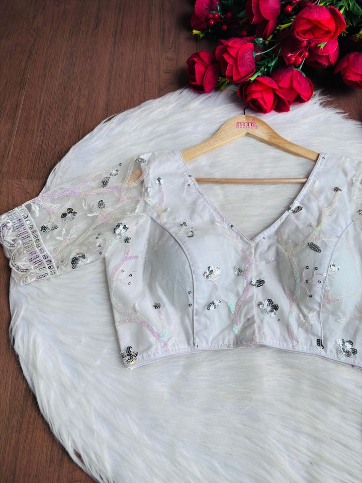 White Sequins  Designer Blouse