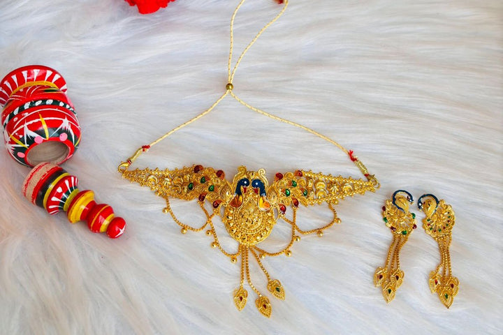 Peacock Gold Plated Necklace Set