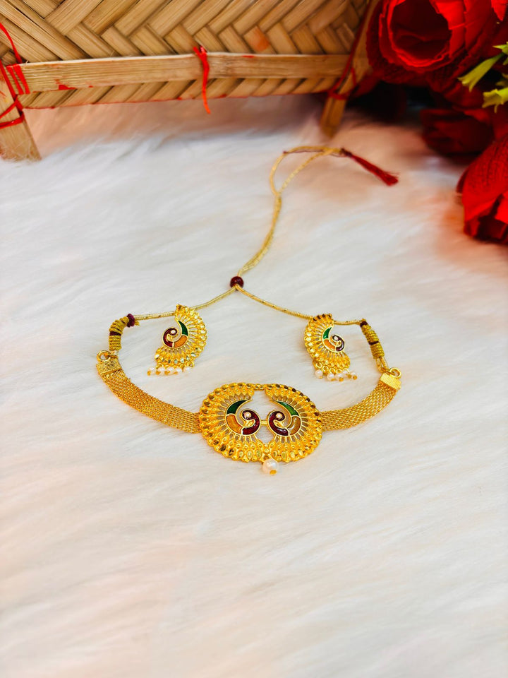 Mayuri- Gold Plated Chocker Necklace set