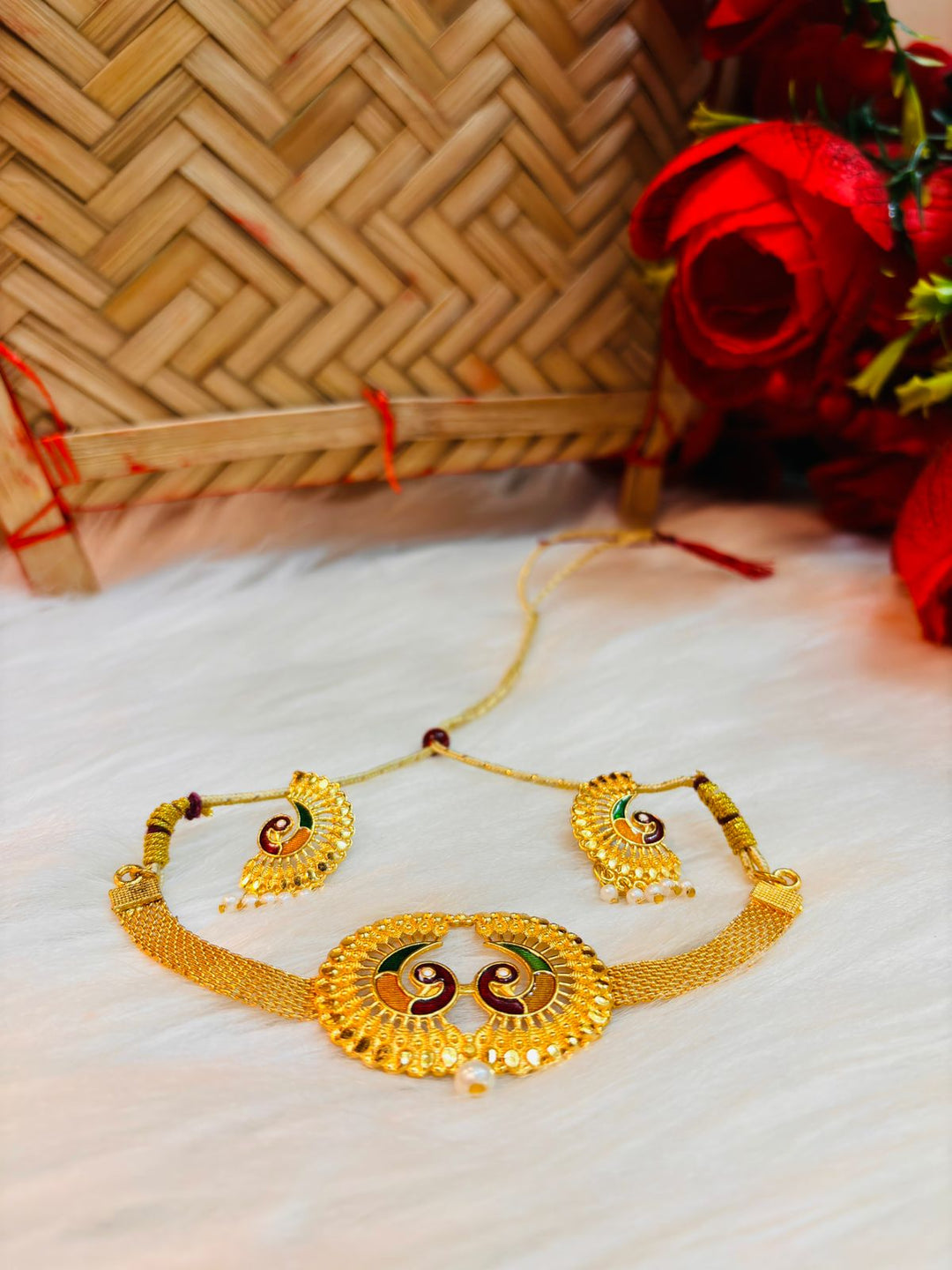 Mayuri- Gold Plated Chocker Necklace set