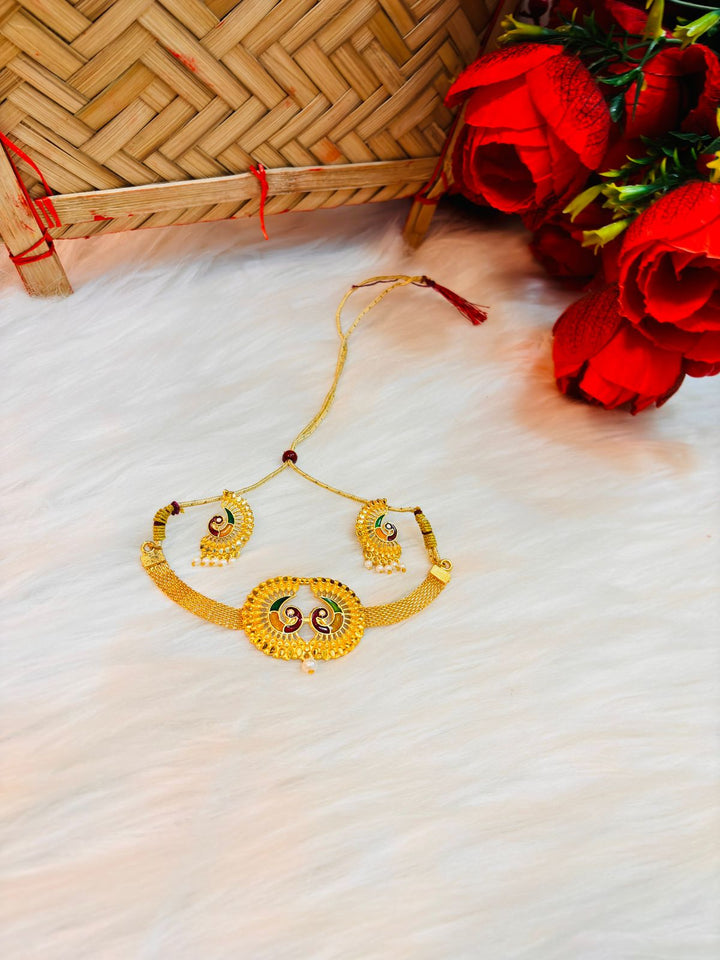 Mayuri- Gold Plated Chocker Necklace set